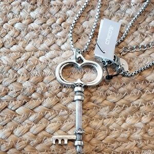 Chico's Silver Key Pendant Necklace